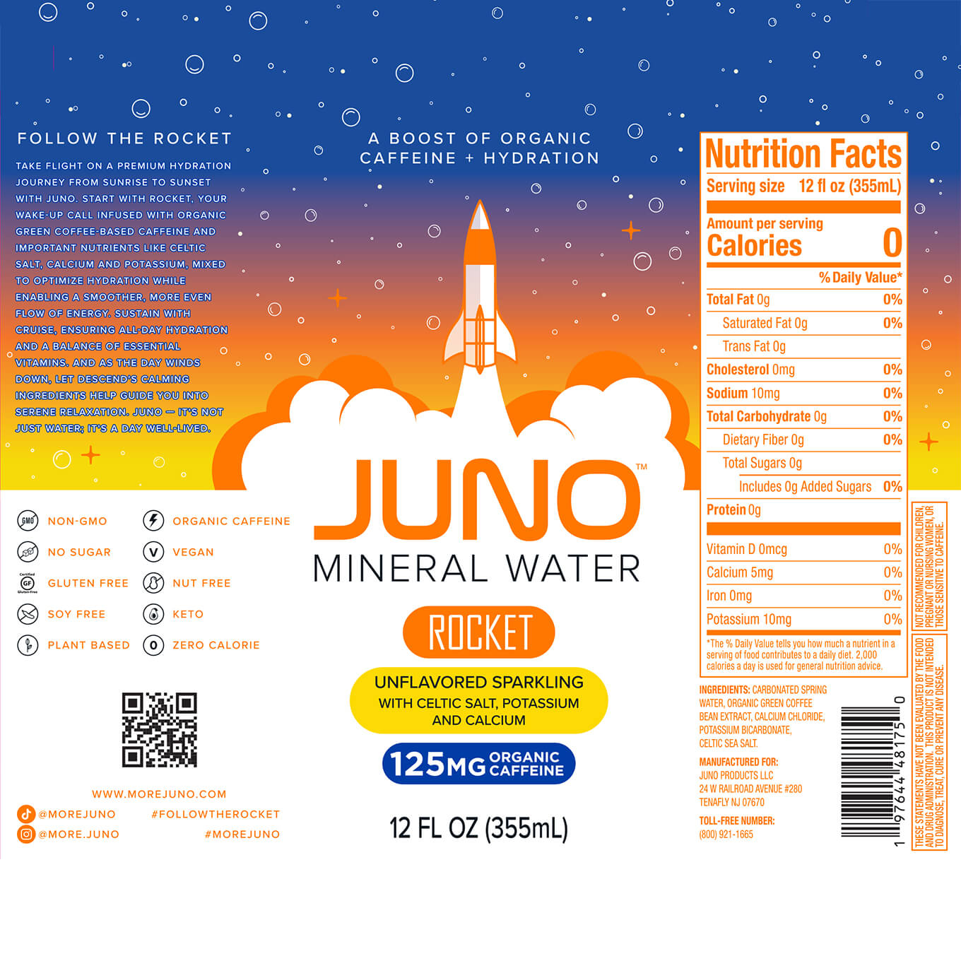 JUNO™ Mineral Water - Rocket Unflavored Sparkling